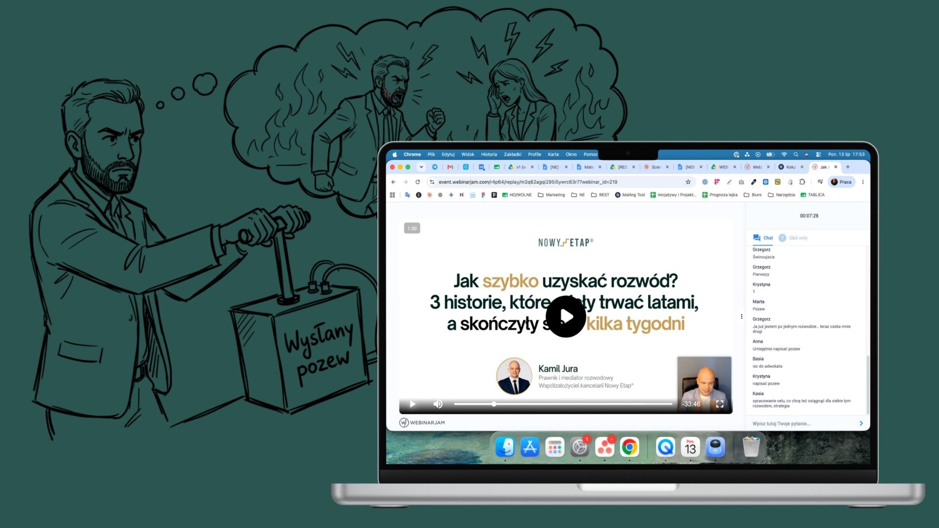 Webinar na żywo - Kamil Jura prowadzi sesję na WebinarJam